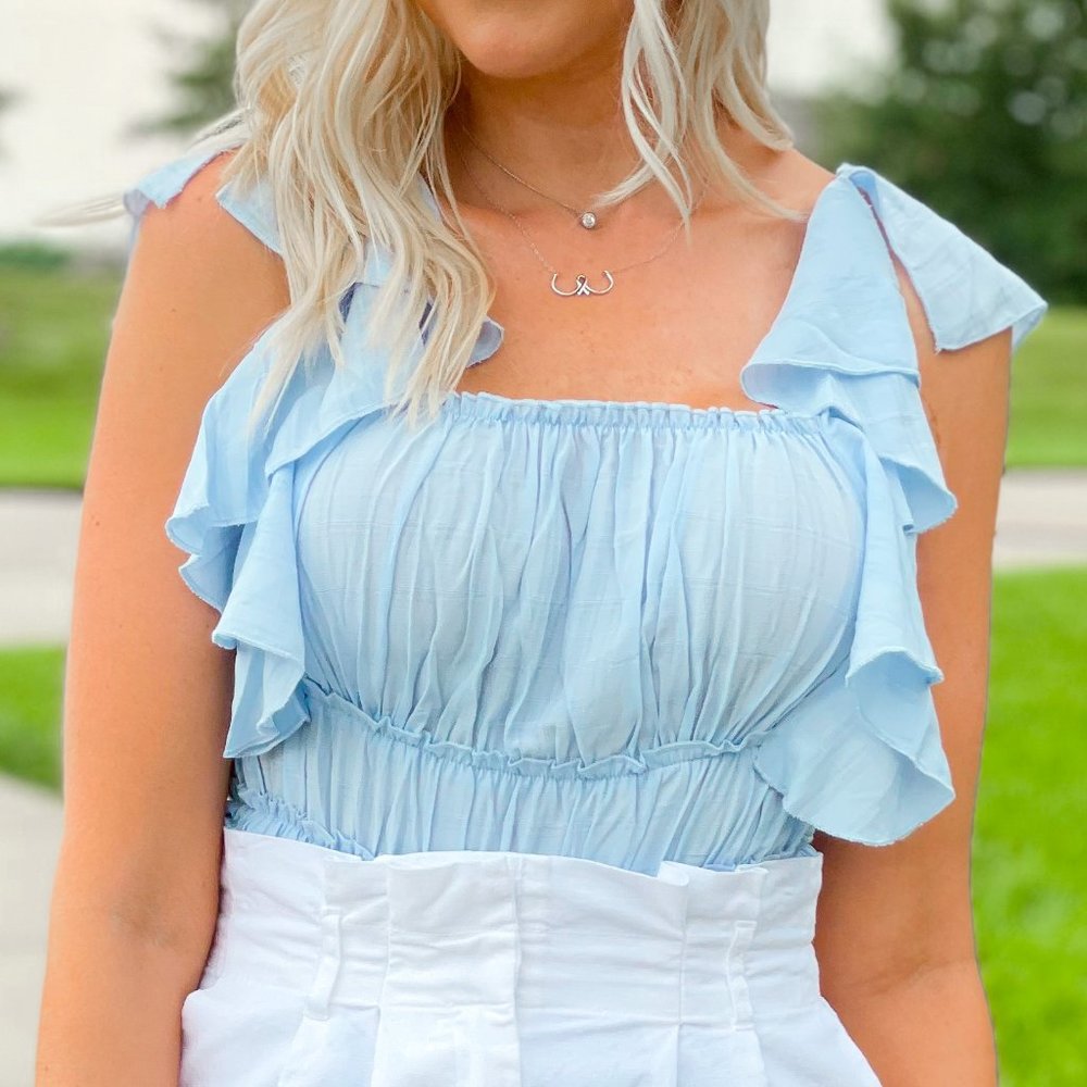 Blue Ruffle Bodysuit